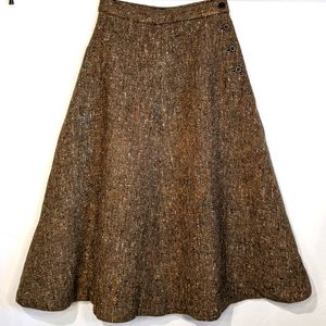 Vintage sage green wool tweed a-line skirt